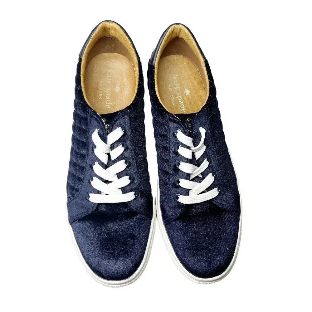 Kate Spade Blue Velvet Fleet Quilted Sneakers Women's Size 7.5